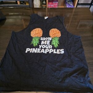 🍍Port and Company Black Tank Top with Orange Pineapple Graphic🍍